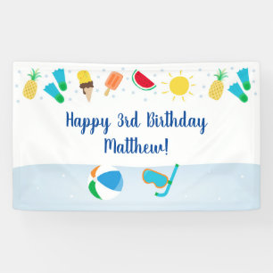 Banderoles Boys Pool Party Glace Cream Sunshine Anniversaire