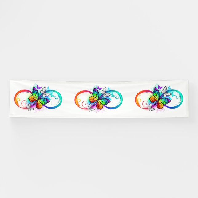 Banderoles Bright infinity with rainbow butterfly (Horizontal)
