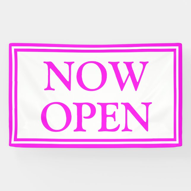 Banderoles Bright Neon Rose White Business maintenant ouvert (Horizontal)