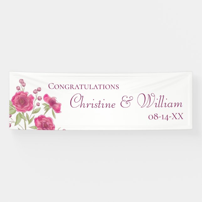 Banderoles Bright Pink Rose Wedding (Horizontal)
