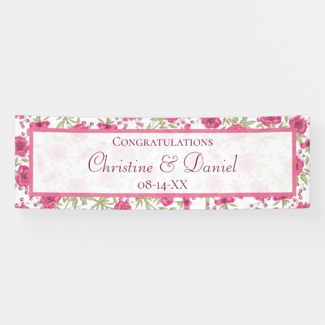 Banderoles Bright Pink Rose Wedding (Horizontal)