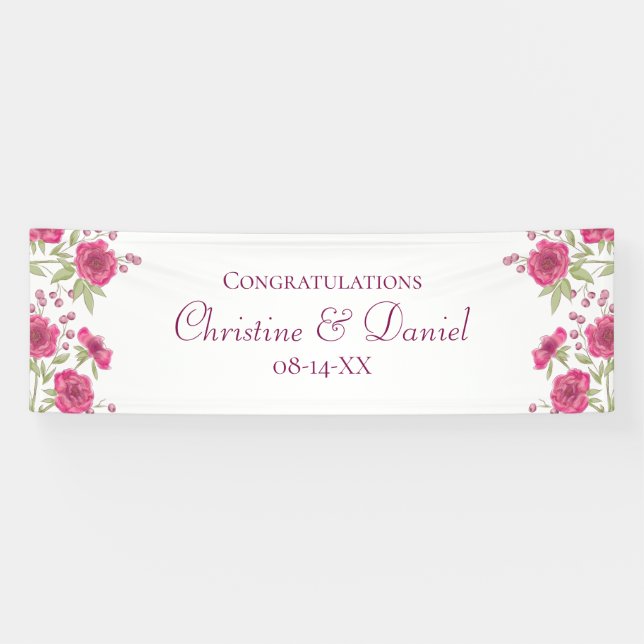 Banderoles Bright Pink Rose Wedding (Horizontal)
