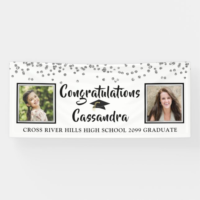 Banderoles Brosse Confetti Script Puis & Maintenant Photos Gr (Horizontal)