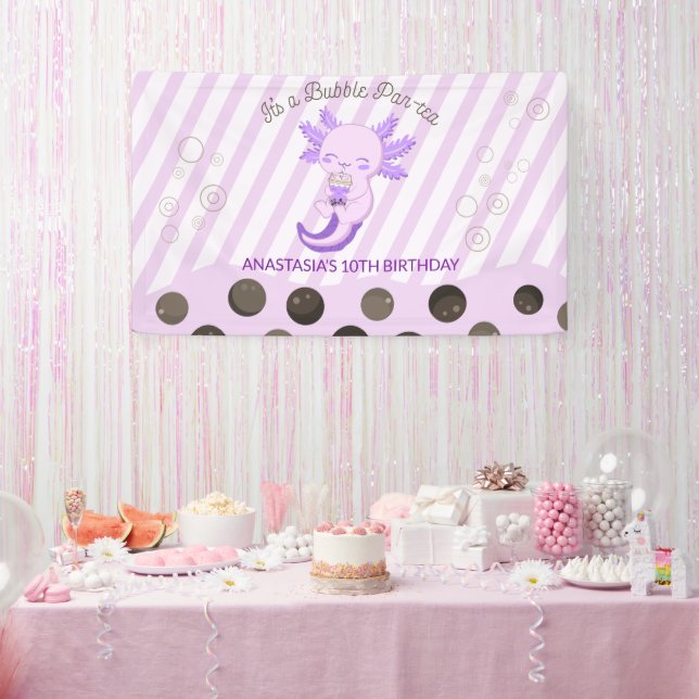Banderoles Bubble Boba Tea Purple Axolotday Party (Fête)