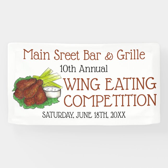 Banderoles Buffalo Hot Chicken Wings Wing Concours de manger (Horizontal)