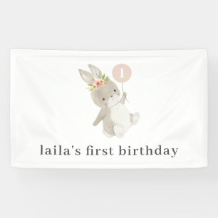 Banderoles Bunny Pink Balloon 1er anniversaire