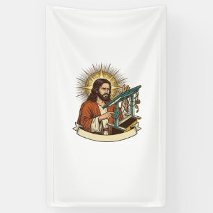 Banderoles Bureau debout Jésus cassé coincé à mi-chemin Burea