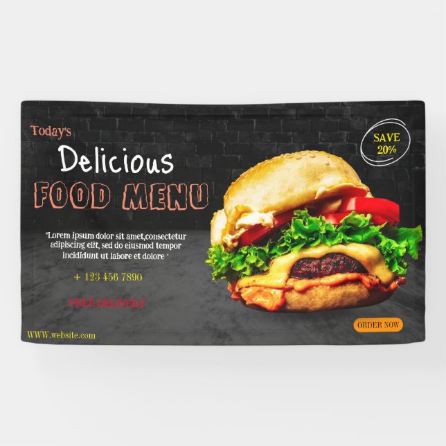 Banderoles Burger menu restauration rapide barbecue Hamburger (Horizontal)