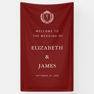 Banderoles Burgundy Crest Wedding Welcome, Custom Initials