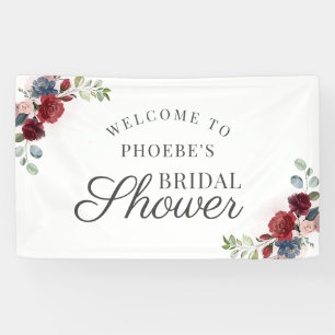 Banderoles Burgundy Fleurs Aquarelle Rose Fête de Mariage