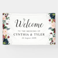 burgundy marine bleu floral accueil mariage