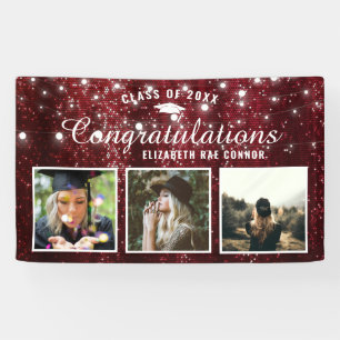 Banderoles Burgundy Red Sparkle Graduation Photo