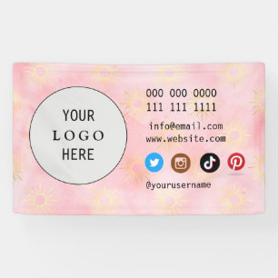 Banderoles Business Social Media Logo blanc minimaliste rose