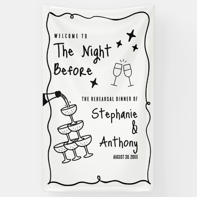 Banderoles BW Whimsical Frame and Champagne La veille (Vertical)