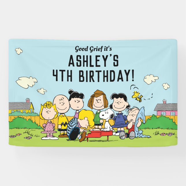Banderoles cacahuètes | Charlie Brown et Gang Anniversaire (Horizontal)