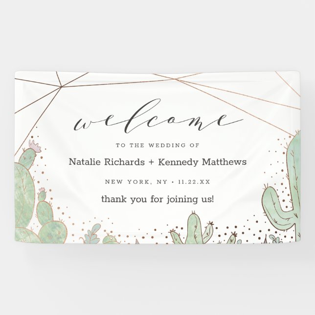 Banderoles Cactus & Succulents Terrarium Mariage Bienvenue (Horizontal)