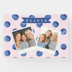Banderoles Cadeau Personnalisé Aquarelle Myrtille Bleue Migno