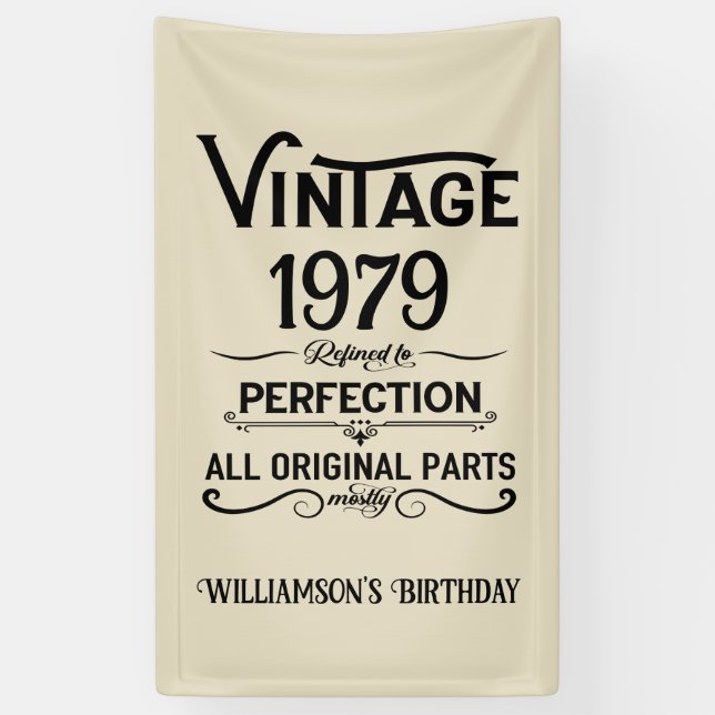 Banderoles Cadeaux de 45e anniversaire vintages personnalisés (Vertical)