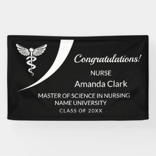 Banderoles Caducée blanche et noire moderne Diplôme en soins 