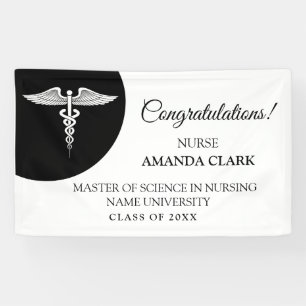Banderoles Caducée Noir & Blanc moderne Diplôme en soins infi
