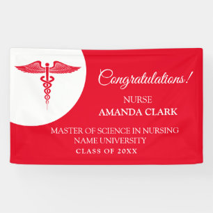 Banderoles Caduceus blanc et rouge moderne Infirmière Rn Grad