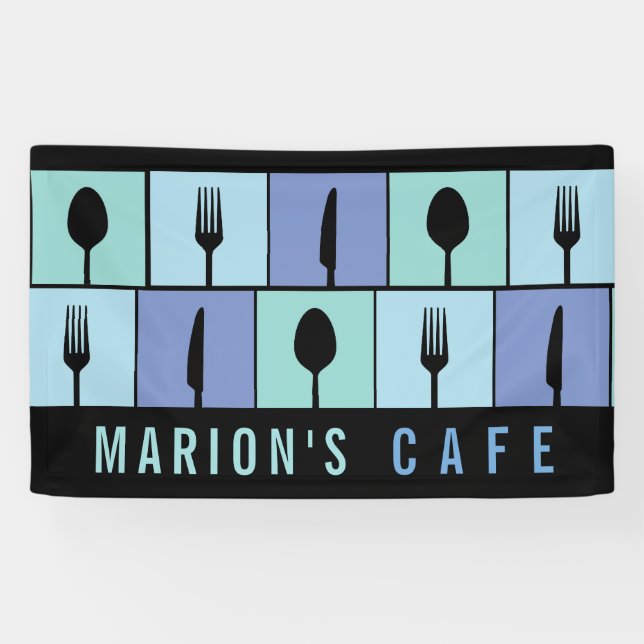Banderoles Café Moderne Restaurant Restaurants Ustensiles per (Horizontal)