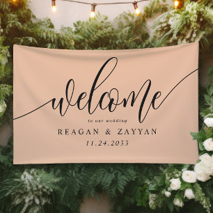 Banderoles Calligraphie de pêche douce Accueil Mariage simple