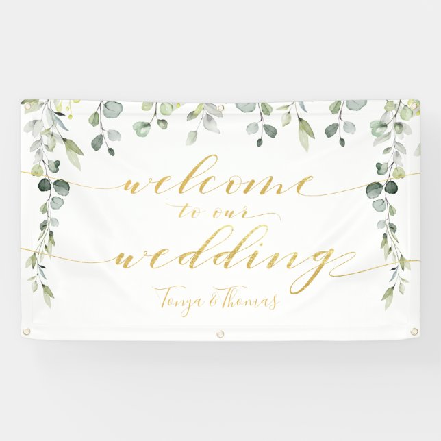 Banderoles Calligraphie d'or de verdure et fantaisie Mariage  (Horizontal)