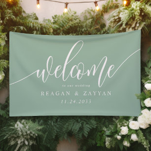 Banderoles Calligraphie Mariage Simple Mint Poussiéreux de Bi