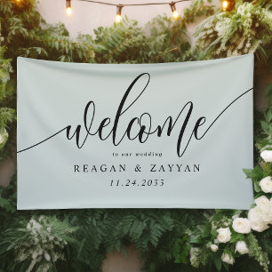 Banderoles Calligraphie Pastel Mint Simple Bienvenue de Maria