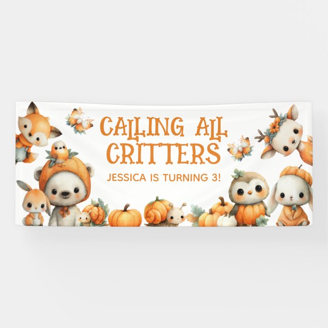 Banderoles Calling All Critters Woodland Fall Kids' Birthday  (Horizontal)