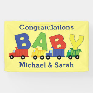 Banderoles Camion de Baby shower de camion de construction ga