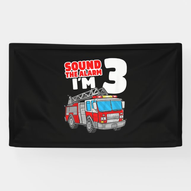 Banderoles Camion d'incendie 3 ans pompier 3e anniversaire (Horizontal)
