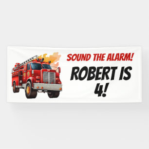 Banderoles Camion rouge Sonne le nom de l'enfant d'alarme Age