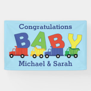Banderoles Camions Boy Baby shower Construction Cute