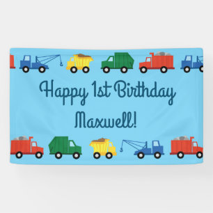 Banderoles Camions Voitures Cute 1er Anniversaire Thème de fê