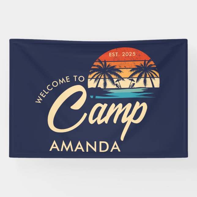 Banderoles Camp de plage personnalisé Bachelorette Party pers (Horizontal)
