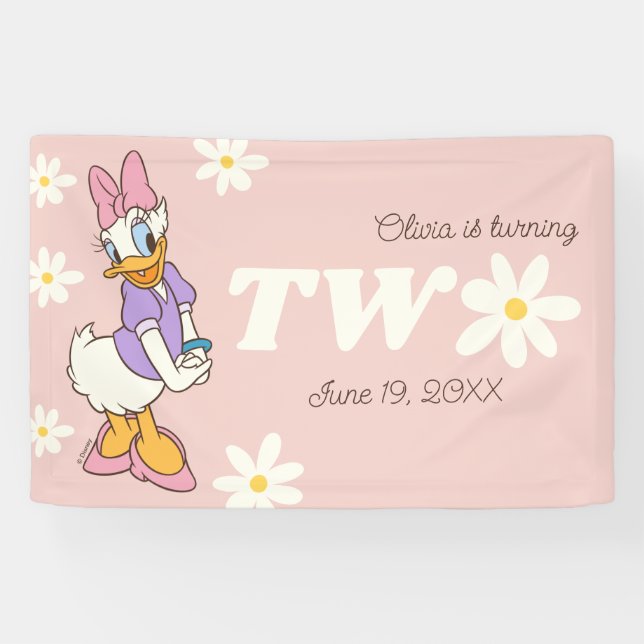 Banderoles Canard de marguerite rétro | Daisy 2e anniversaire (Horizontal)