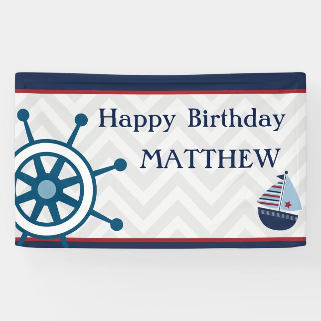 Banderoles Canvas Birthday Party Sailor (Horizontal)