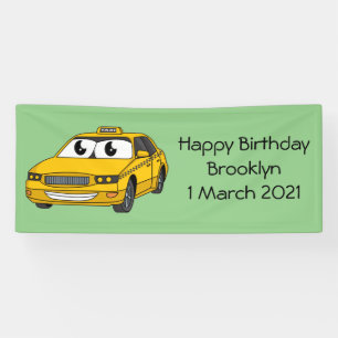 Banderoles Caricature amusante de taxi jaune mignon
