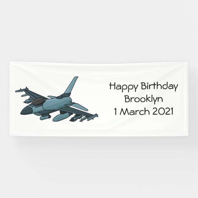 Banderoles Caricature d'avion de chasse militaire (Horizontal)
