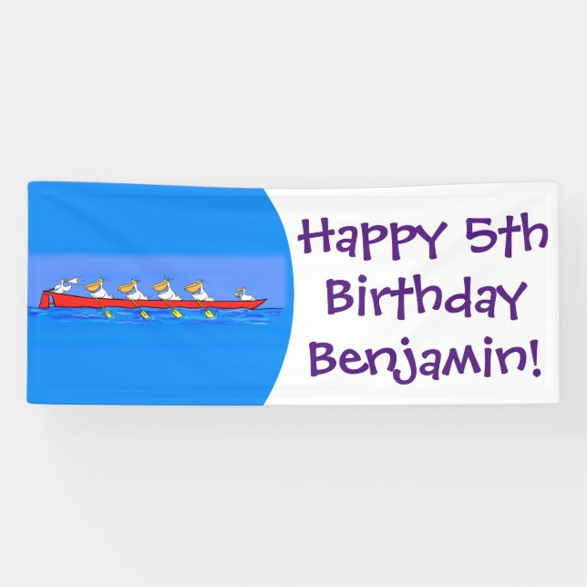 Banderoles Caricature de l'équipe d'aviron pélican drôle (Horizontal)