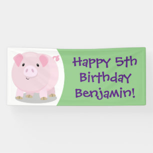 Banderoles Caricature de porc mignon rose pot vendue