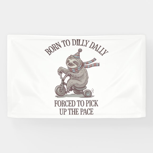 Banderoles Caricature moto Lazy Sloth Retro (Horizontal)