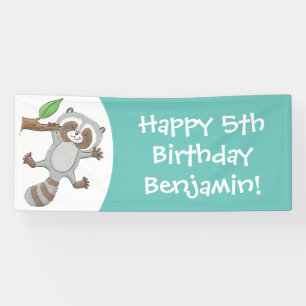 Banderoles Caricature pour bébé au raton laveur joyeux