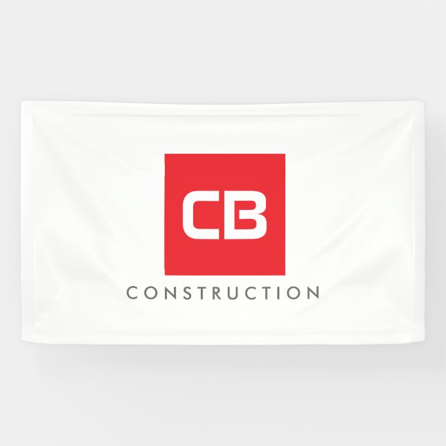 Banderoles Carré rouge Monogramme Construction, Entrepreneurs (Horizontal)