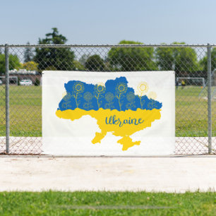 Banderoles Carte de l'Ukraine avec tournesol et drapeau ukrai
