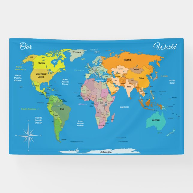 Banderoles Carte du monde (Horizontal)