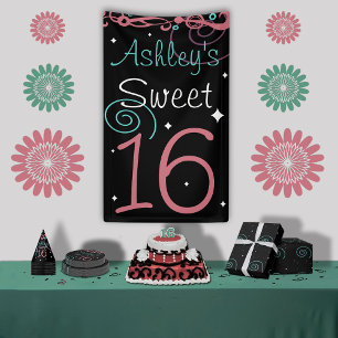 Banderoles Carte Sweet 16 - fond photo