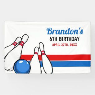 Banderoles Cartoon Bowling Bleu et Rouge Enfants 6ème Anniver